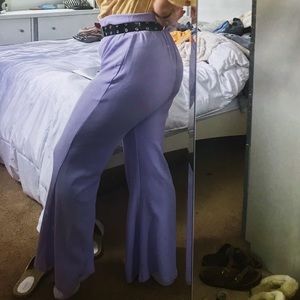 Purple Wide-Leg Flowy Pants